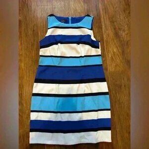 ALYX Women’s Blue Tones Striped Dress Size 18 Curvy Feminine Knee Length Comfy